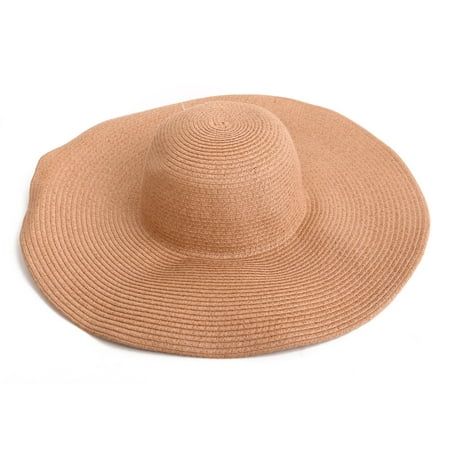 HDE Women's Floppy Packable Wide Brim Sun Shade Derby Beach Straw Hat (Tan) | Walmart (US)