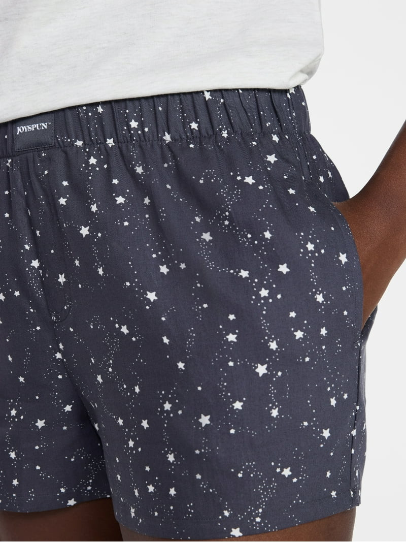 Joyspun Women's Woven Pajama Boxer Shorts, 3'' Inseam, Sizes XS-3X | Walmart (US)