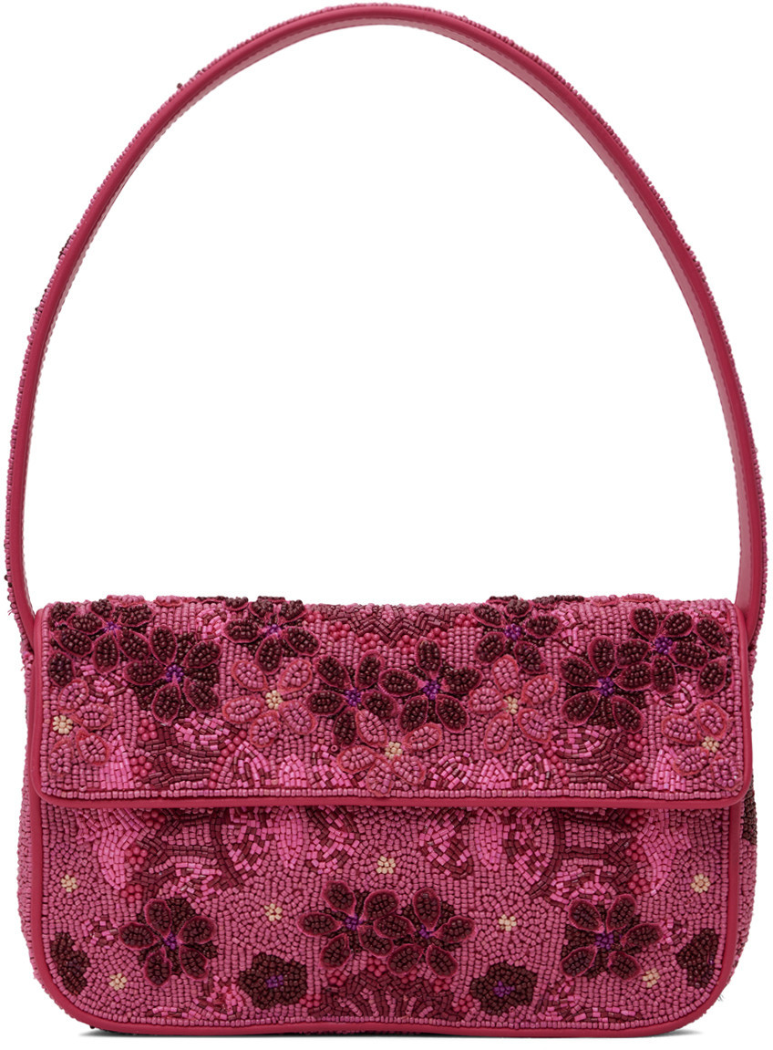 Staud Pink Tommy Beaded Bag | SSENSE