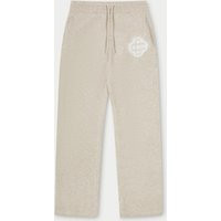 Fluffy Emblem Knitted Joggers - Beige | The Couture Club