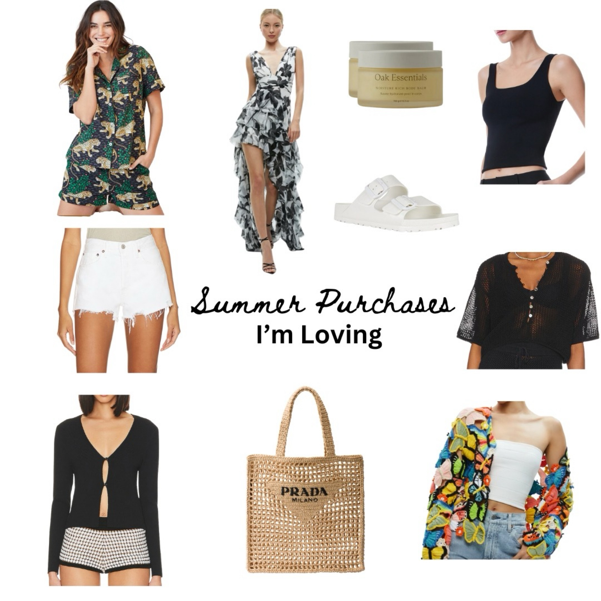 Some of my favorite purchases this summer that I’ve packed for all my travel. If I had a dollar for every time someone asked me where this crocheted jacket came from..I’d have a million dollars. Oh and these Pjs sets are the best! The most flattering black tank - I bought 2! I might be late to the Oak Essentials party, but I’m obsessed with their cleansing balm & body balm! 

#LTKsalealert #LTKbeauty #LTKSeasonal