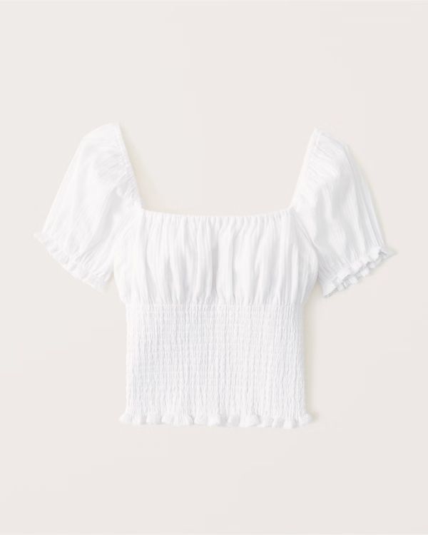 Smocked Waist Squareneck Top | Abercrombie & Fitch (US)