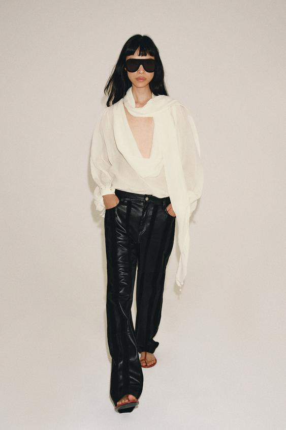 Zara - Zw Collection Bow Shirt - Ecru - S - Woman | Zara UK