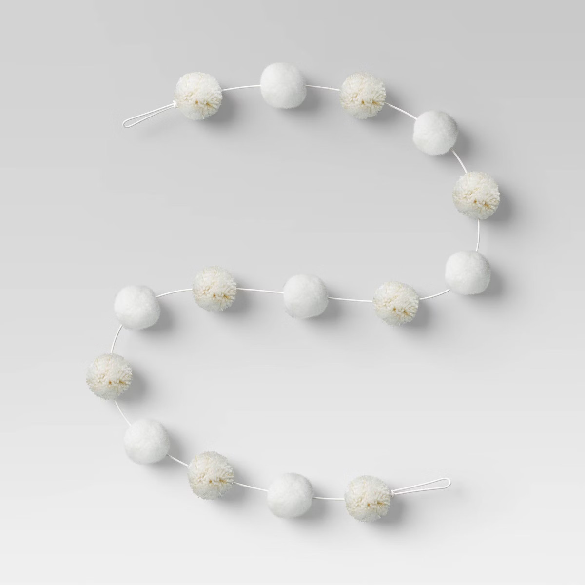 6' Fabric Pom Poms Decorative Christmas Wall Garland White - Wondershop™ | Target