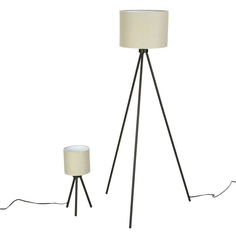 Better Homes & Gardens Modern Tripod 2-Pieces Table and Floor Lamp Set, Black | Walmart (US)