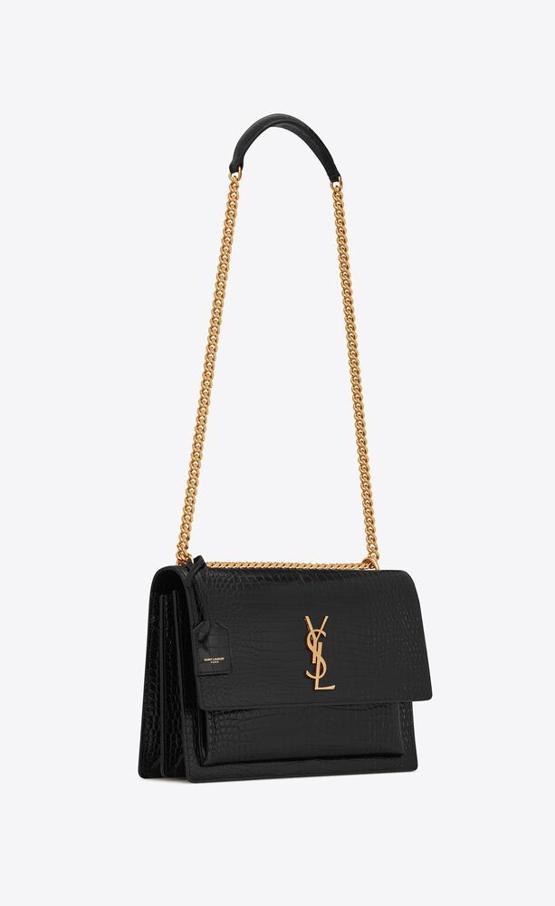 SUNSET large in crocodile-embossed shiny leather | Saint Laurent | YSL.com | Saint Laurent Inc. (Global)