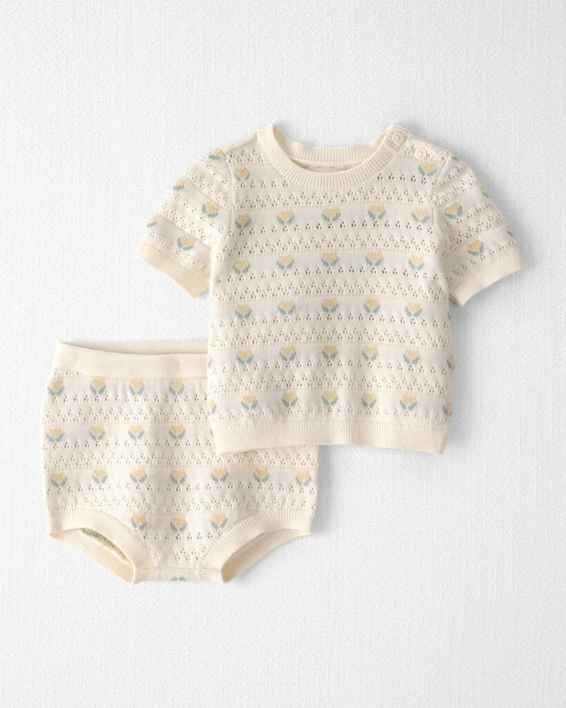 Little Planet Baby Girl Organic Cotton Sweater Set in Honey Floral Print 12M Honey Floral | Carter's Inc