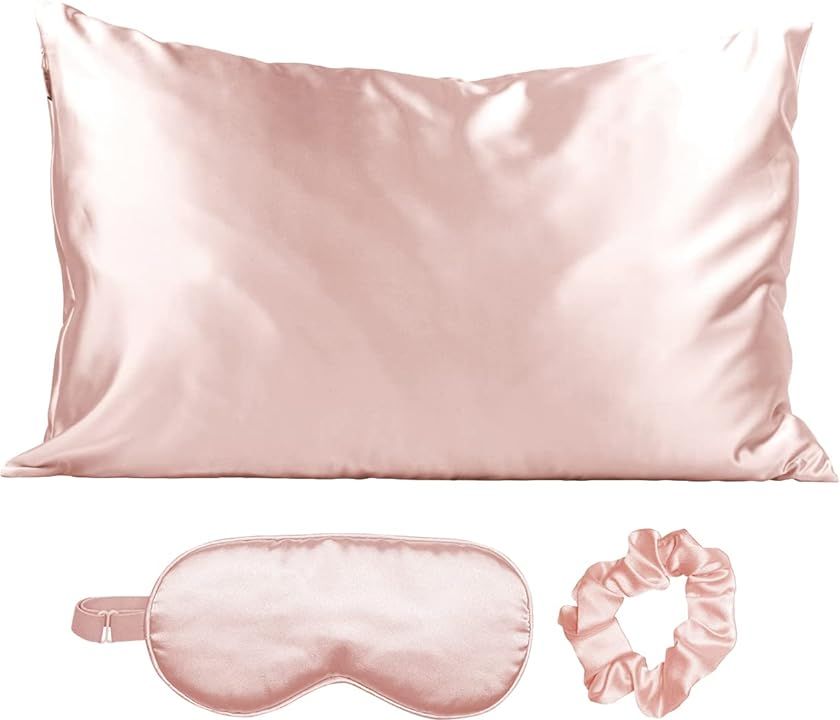 Kitsch Satin Sleep Set | Softer Than Silk Pillowcase and Eyemask Set - Includes 1 Satin Pillowcase | Satin Eye Mask | Satin... | Amazon (US)