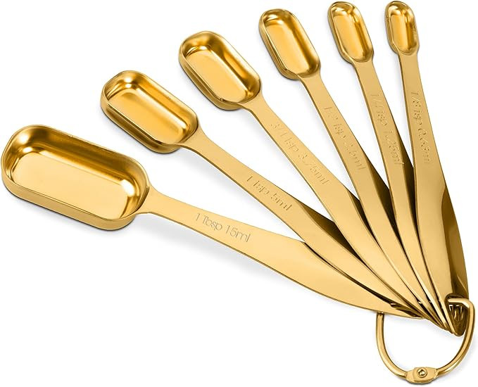 Accurate 18/8 Stainless Steel Measuring Spoons, Heavy Duty Good Handle Set of 6 Measuring Spoon w... | Amazon (US)