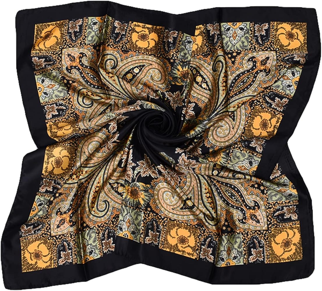 35 x 35 Women's Fashion Pattern Large Square Silk Like Hair Scarf Head Sleeping Wrap Satin Neck B... | Amazon (US)