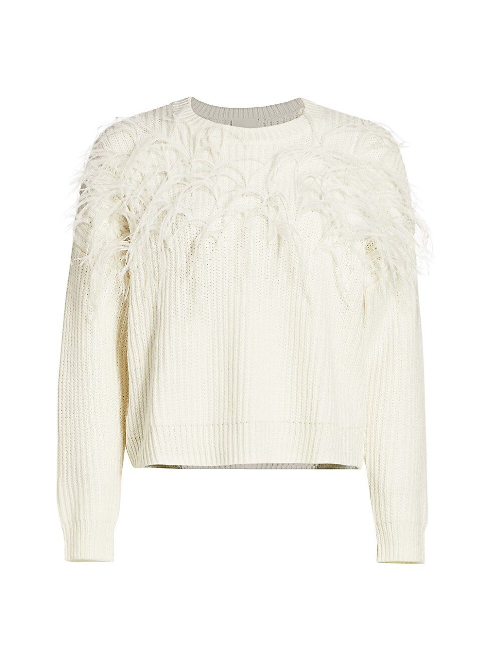 Cinq à Sept Women's Melanie Ostrich Feather Wool-Blend Sweater - Ivory - Size Medium | Saks Fifth Avenue