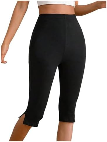 Verdusa Women's Split Capri Leggings High Waisted Knee Length Shorts | Amazon (US)