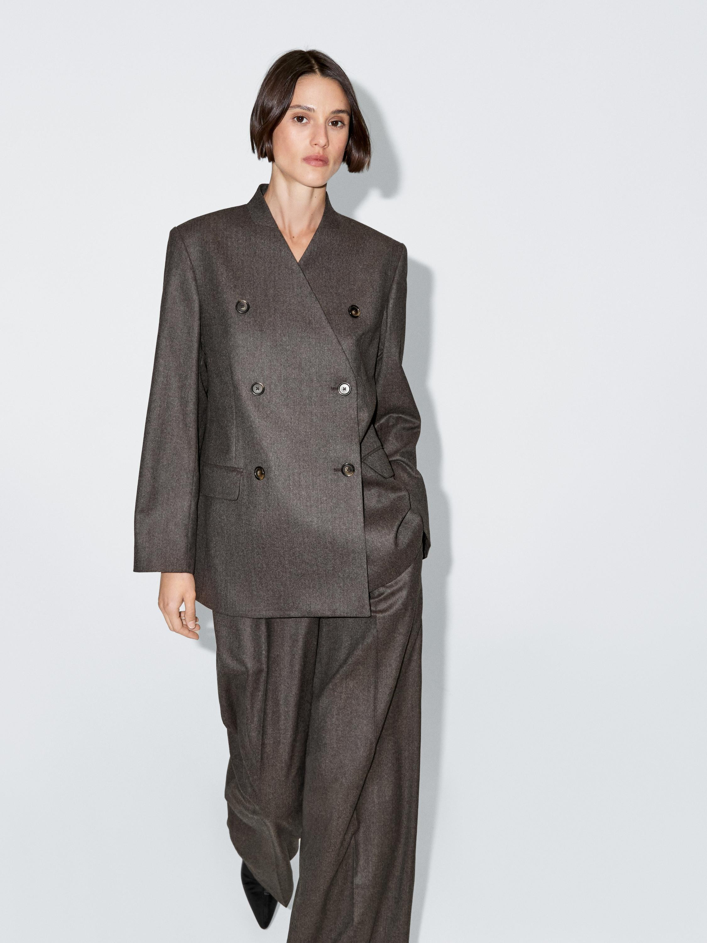 Melierter Anzugblazer aus 100 % Wolle | Massimo Dutti DE