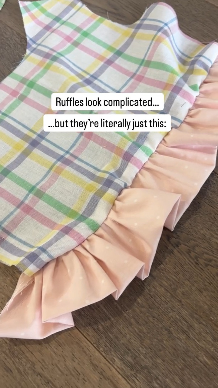 Ruffles look fancy… but they’re actually beginner sewing magic 🪄

Two rows.
Longest stitch length.
Pull the bottom threads slowly.

That’s it.

If you can sew a straight line, you can make ruffles.
Save this for your next little dress 🤍

#BeginnerSewing #MomWhoSews #HandmadeWardrobe #SewingForGirls #SewingTips