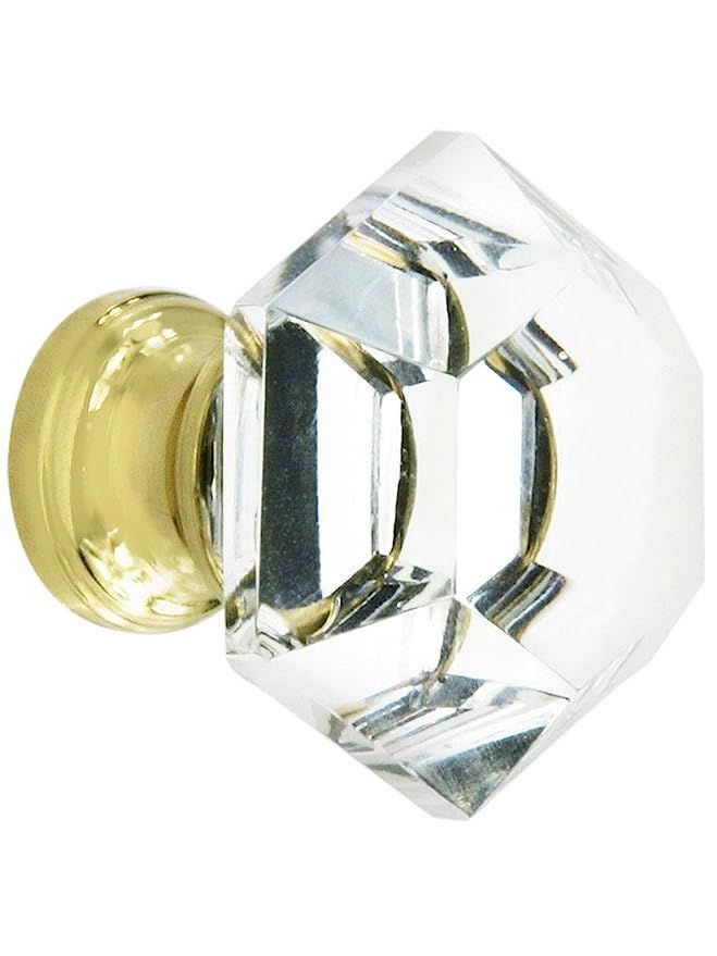 Hexagonal Cut Crystal Knob with Solid Brass Base in Polished Brass | Amazon (US)