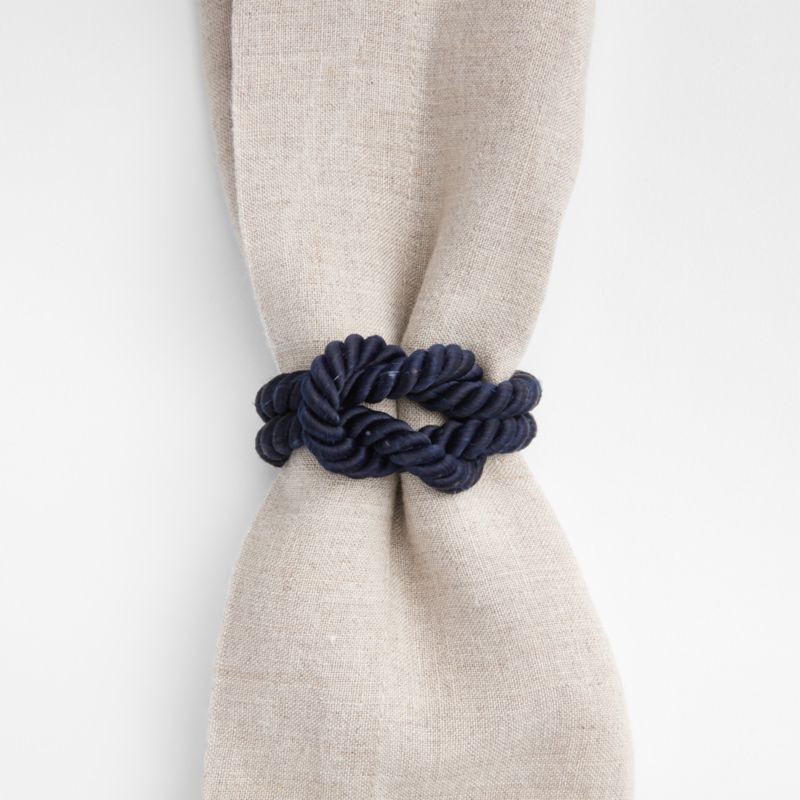 Navy Blue Nautical Rope Napkin Ring | Crate & Barrel | Crate & Barrel