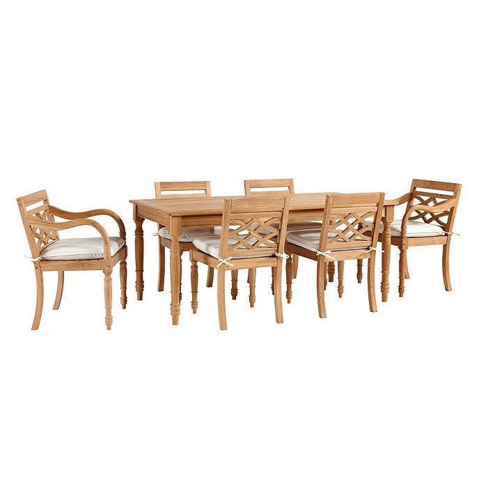 Ceylon Teak 7-Piece Rectangular Dining Set with Cushions | Ballard Designs, Inc.