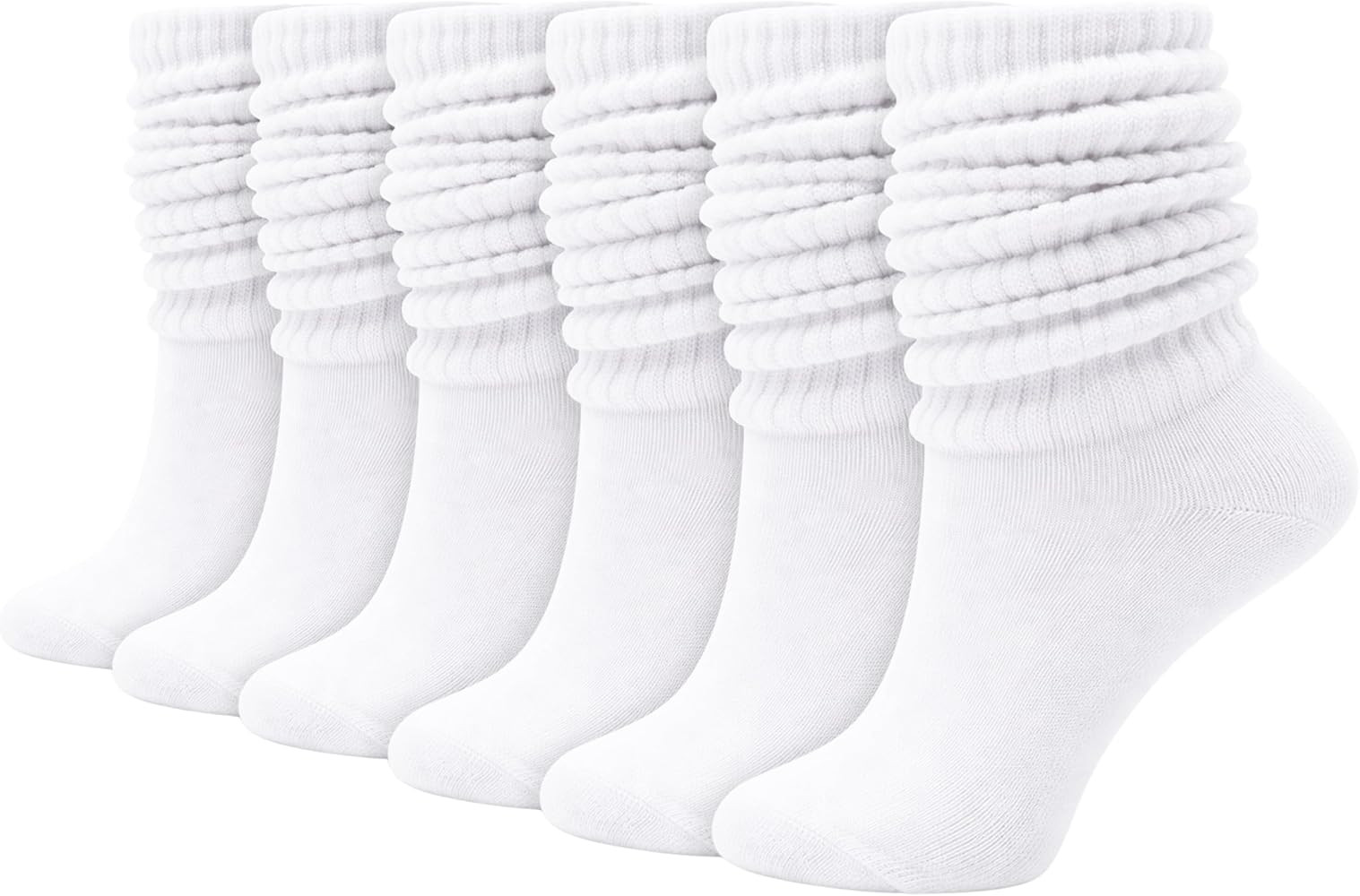 Womens Slouch Scrunch Boot Socks, 6 Pairs Warm Winter Thick Knee High Soft Retro Long Sock | Amazon (US)