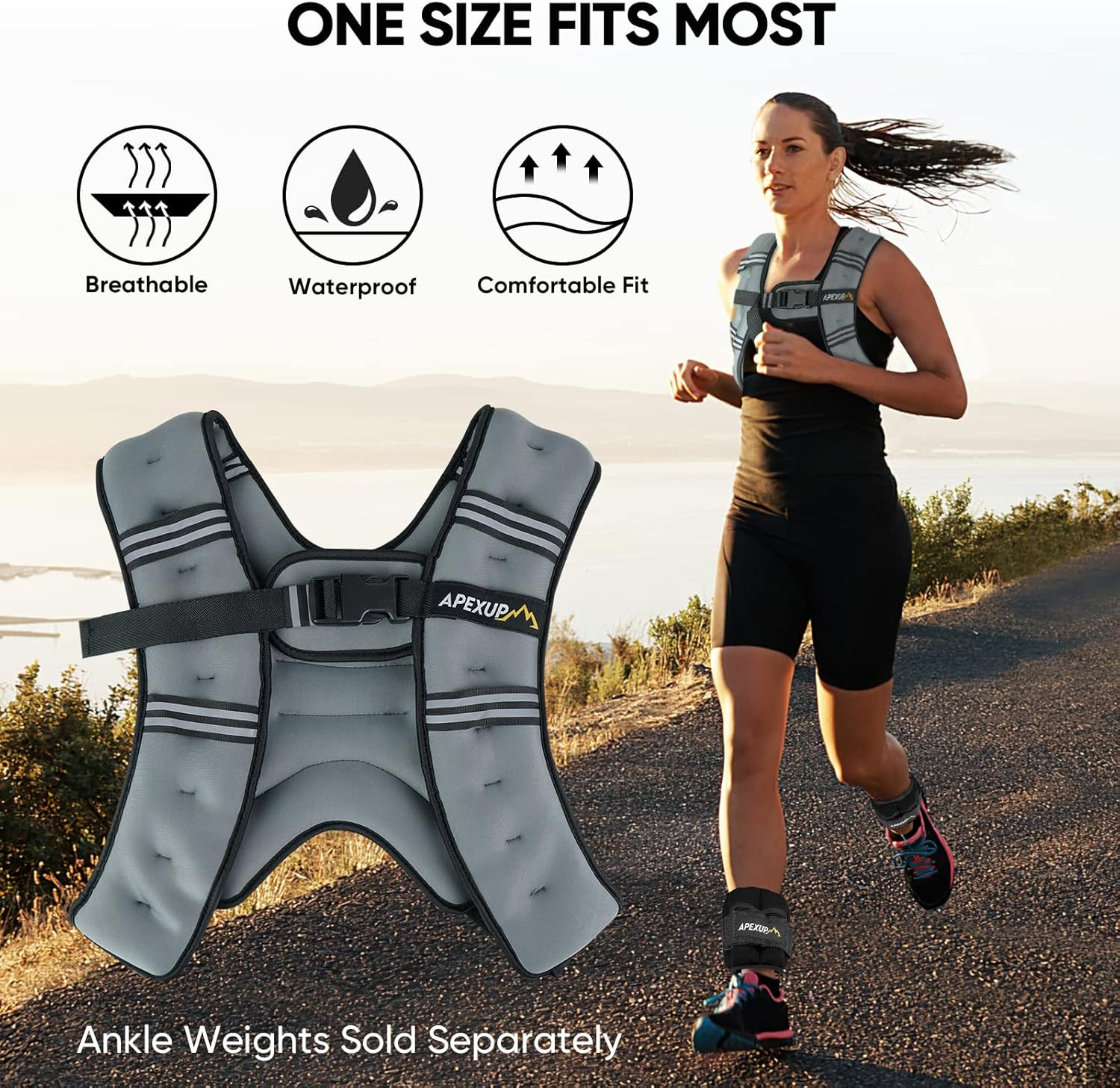 APEXUP Weighted Vest Men 5lbs/10lbs/15lbs/20lbs/25lbs/30lbs Weights with Reflective Stripe, Weigh... | Amazon (US)