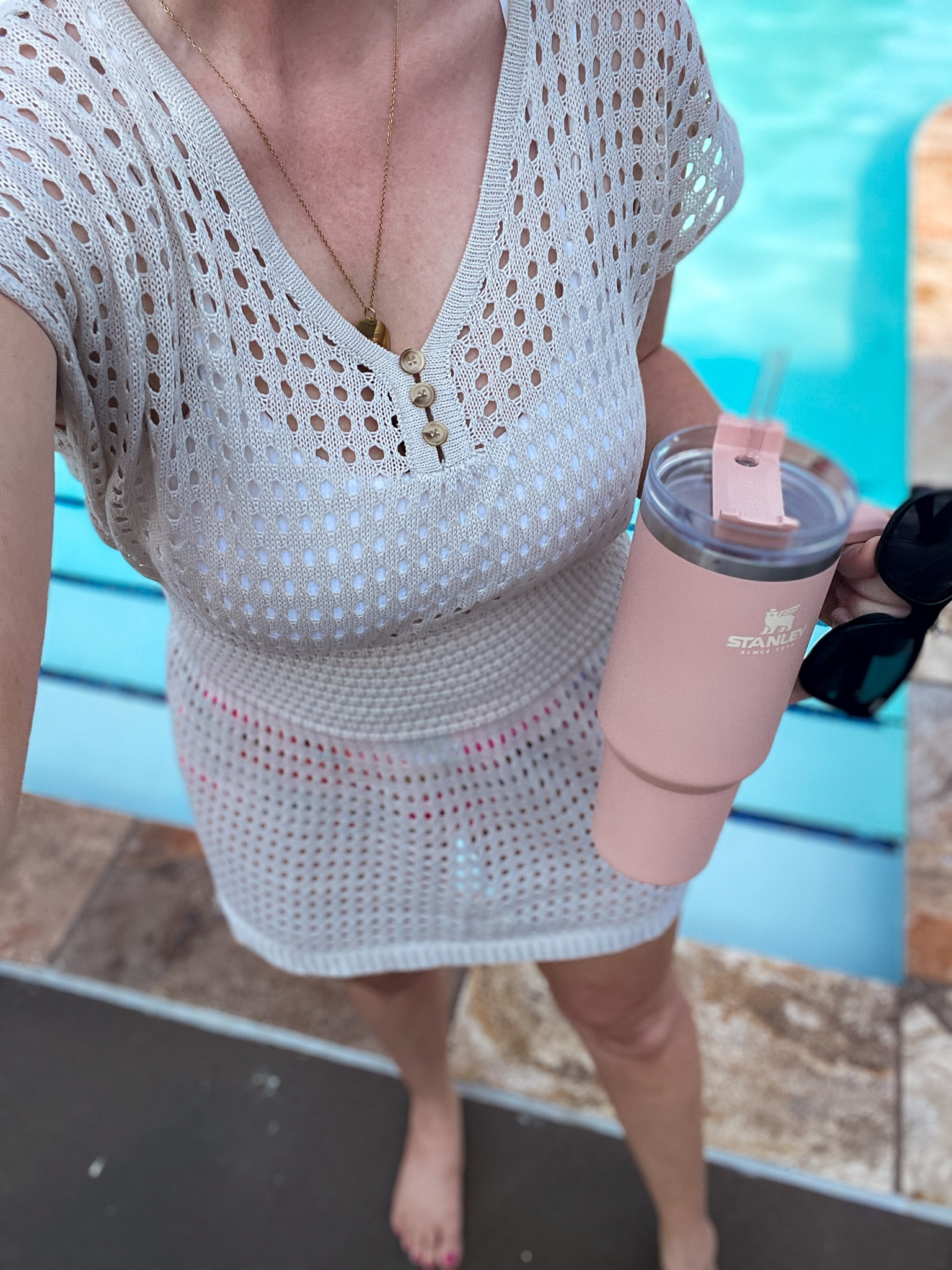 Cupshe coverup, swimsuit coverup, crochet coverup, Stanley cup, swimsuit 

Wearing a medium 

#LTKsalealert #LTKunder50 #LTKswim