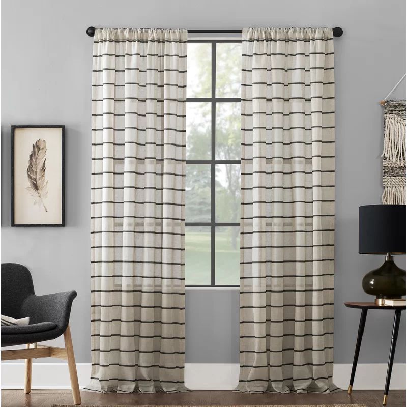 Clean Window Aso Twill Stripe Anti-Dust Linen Blend Sheer Curtain Panel | Wayfair Professional