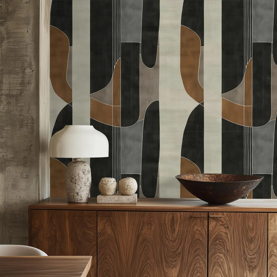 Abstract Geometric Wallpaper: Neutral Earth Tones Peel & Stick Wall Art - Etsy | Etsy (Global)
