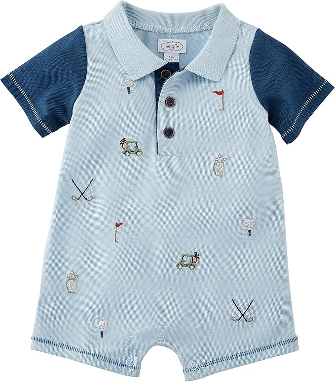 Mud Pie baby-boys Golf Pique Schiffly Romper | Amazon (US)