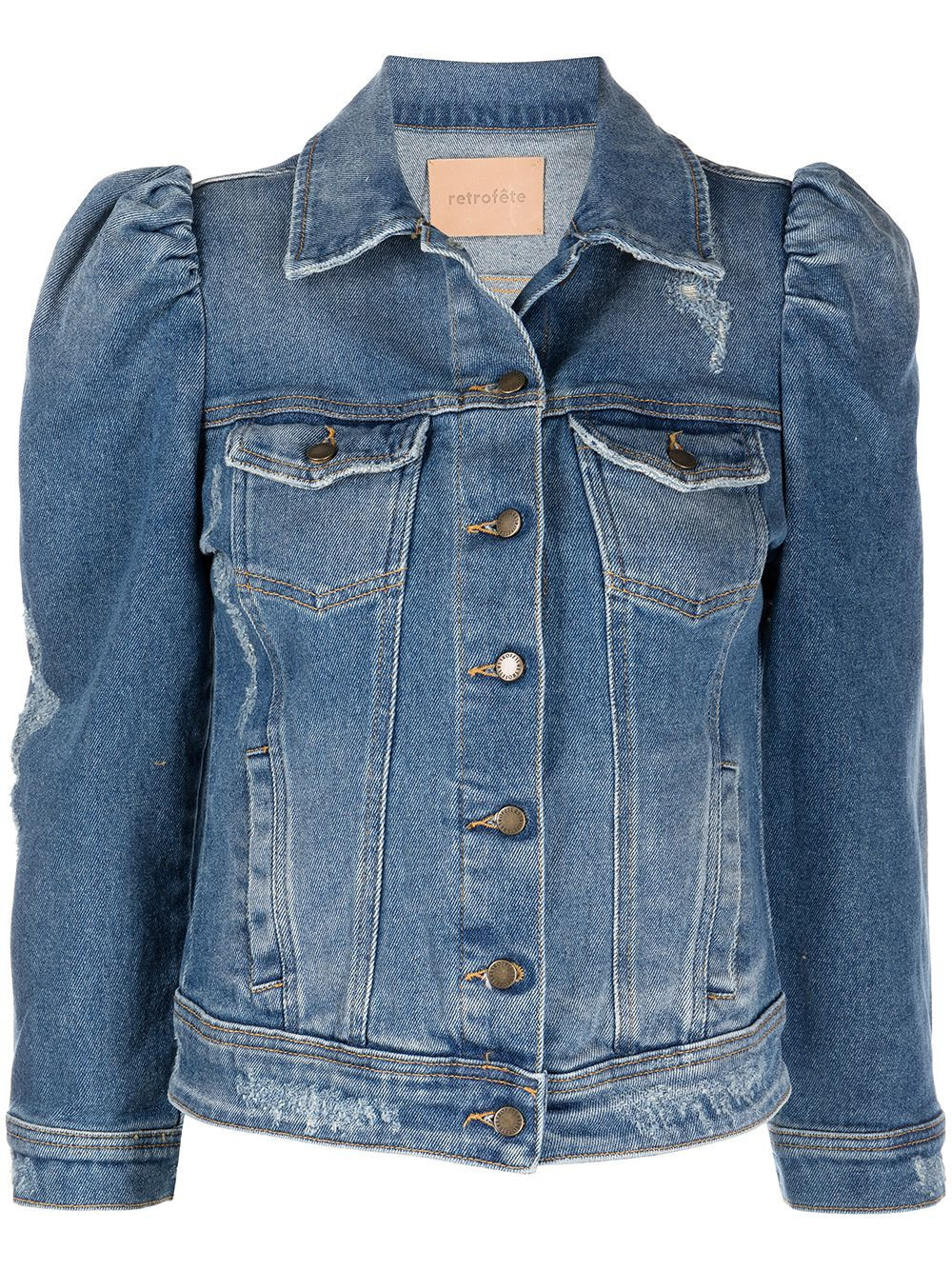 Retrofete Ada puff-sleeve denim jacket - Blue | Farfetch Global