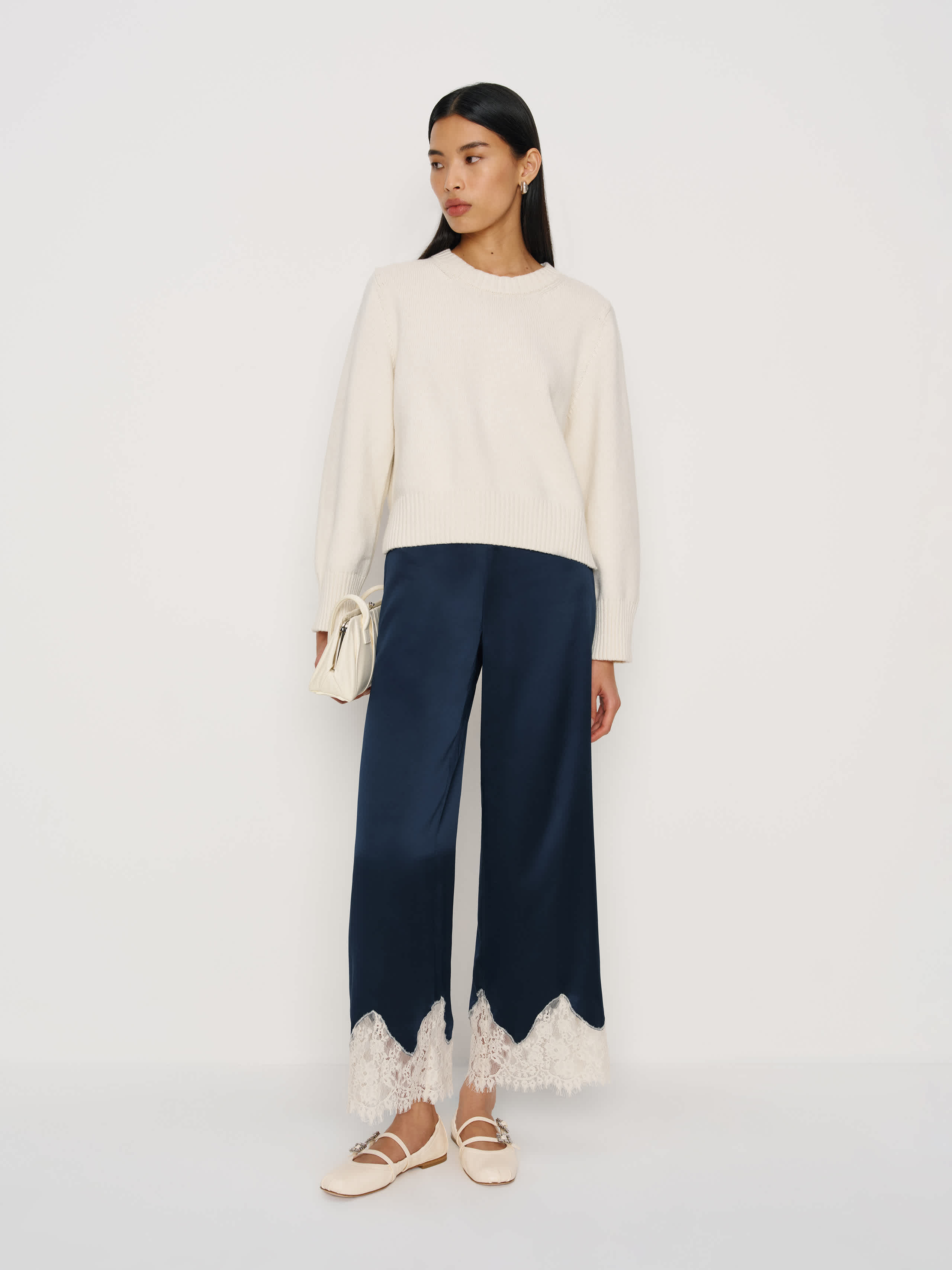 Reformation Carolina Pant Blue Lace Small | Reformation (Global)