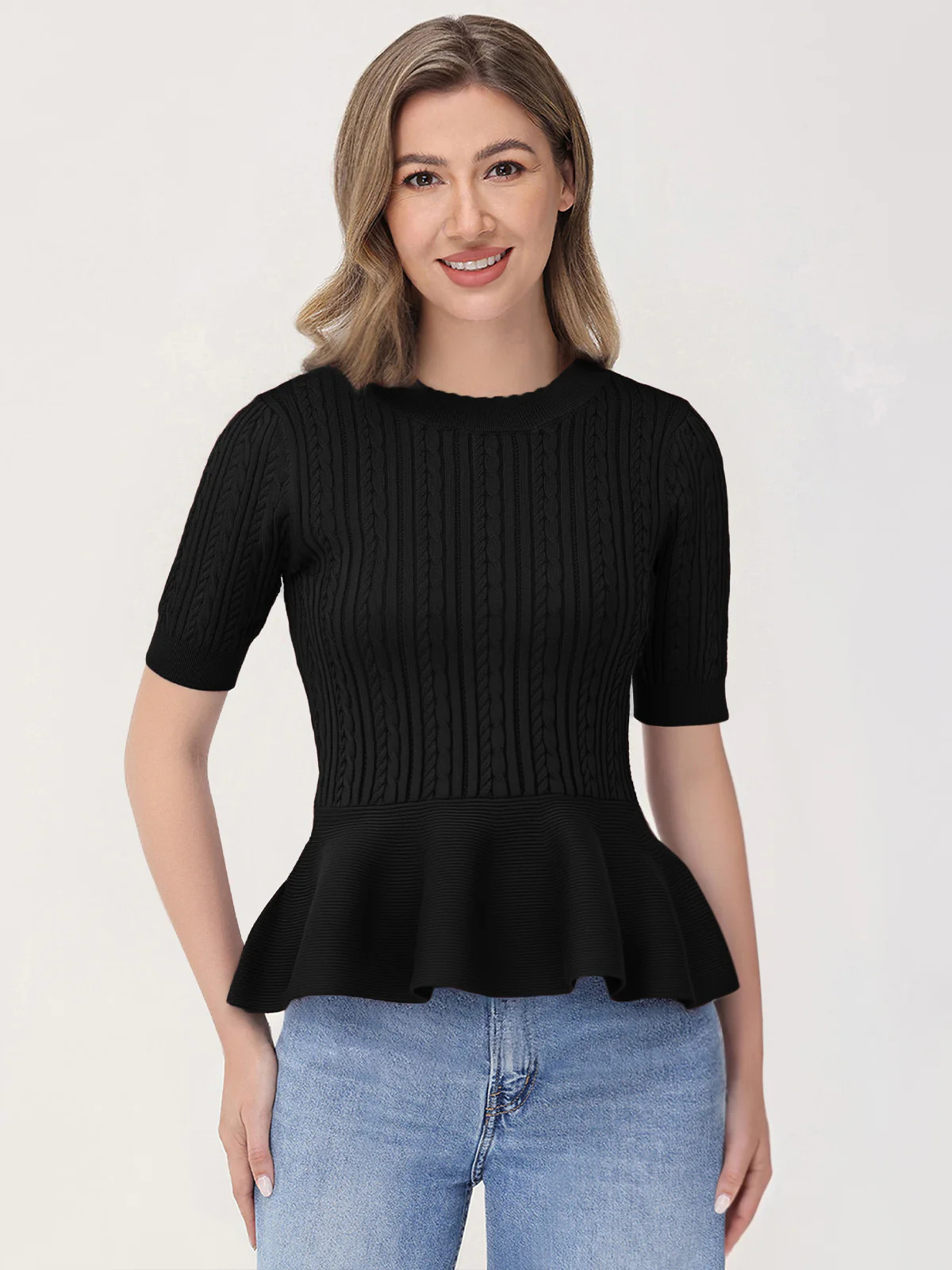 89th & Madison Cable Knit Peplum Top | 89th + Madison