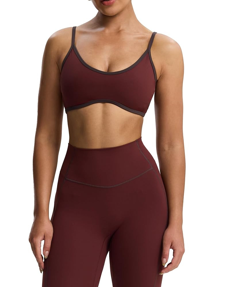 Aoxjox Women's Color Block Workout Sports Bras Fitness Lexi Lined Strappy Bra Athletic Yoga Crop ... | Amazon (US)