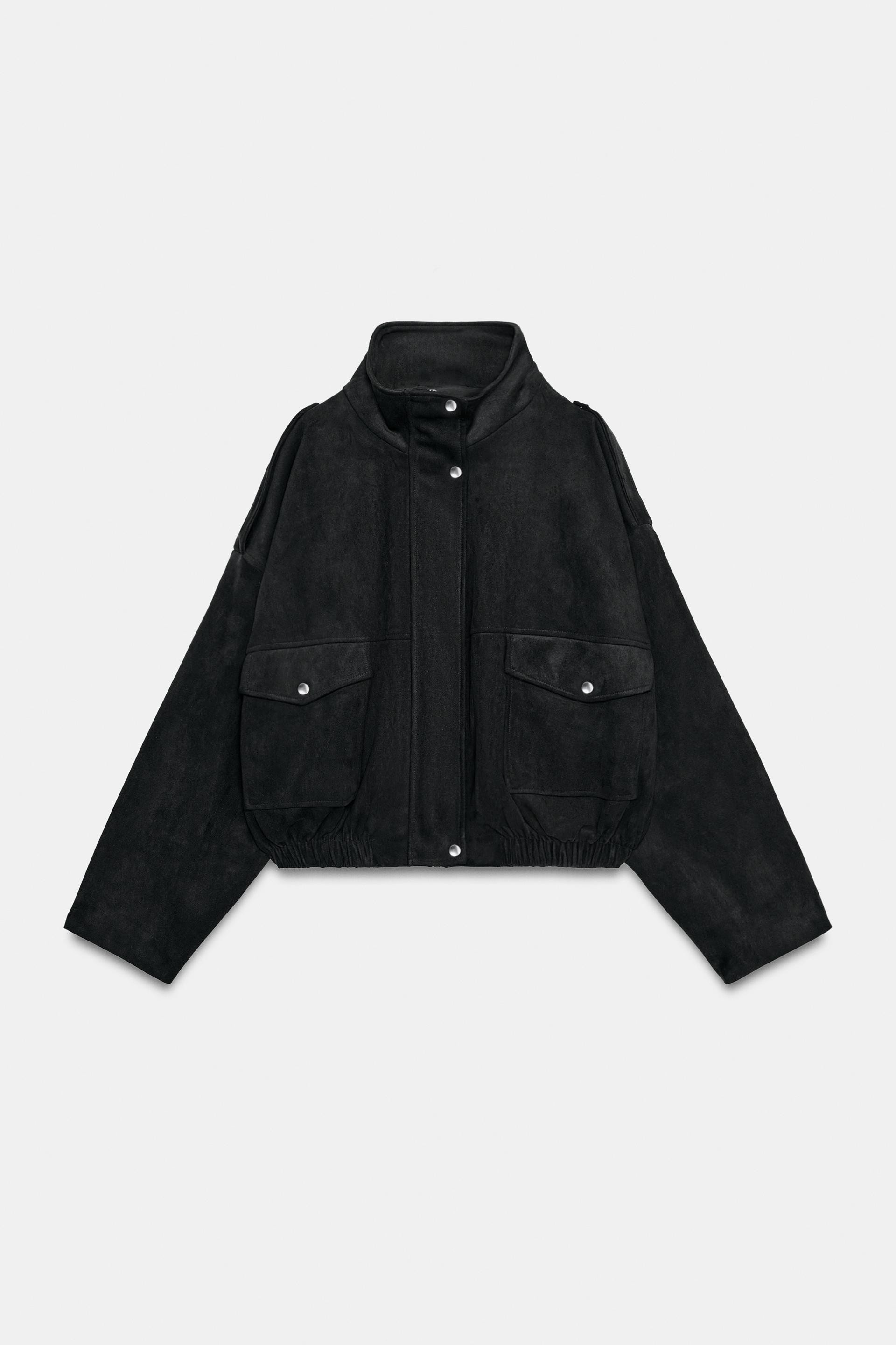 Zara - High-Neck Bomber Jacket - Black - L - Woman | Zara UK