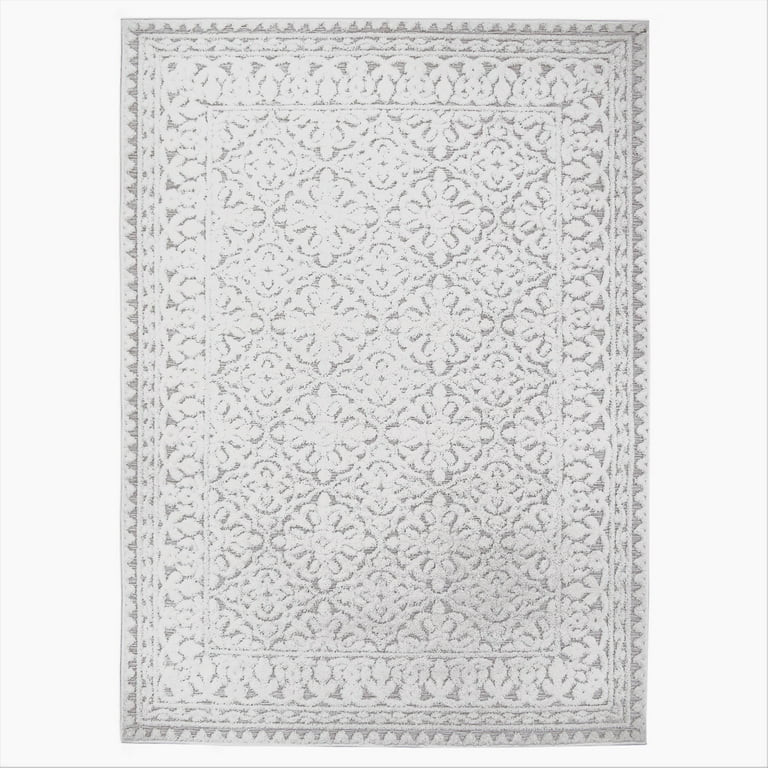 My Texas House Ryland 5'3" x 7' Grey Medallion Indoor/Outdoor Area Rug | Walmart (US)