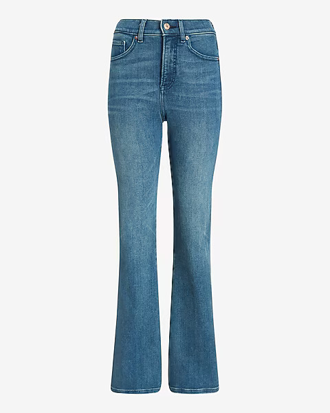 High Waisted Medium Wash Flare Jeans | Express