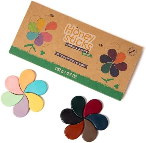 Honeysticks Flower Shaped Beeswax Crayons (12 Pack) - Non Toxic Crayons Made with Pure Beeswax, C... | Amazon (US)