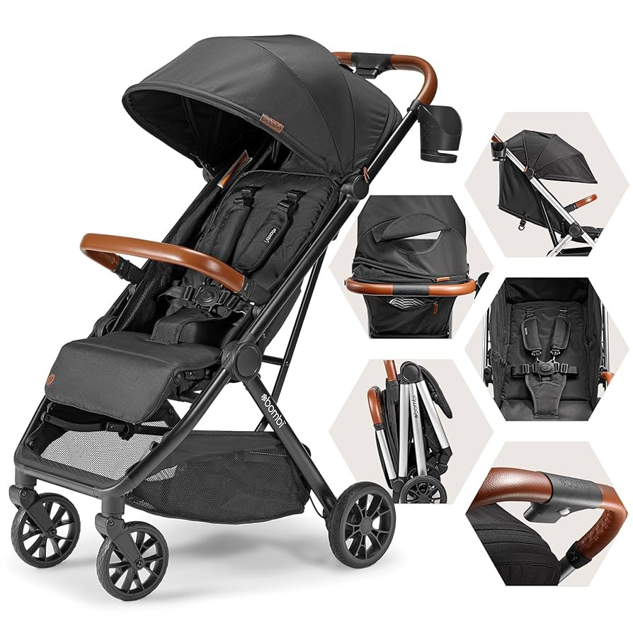 Bombi Bēbee V2 Lightweight Baby Stroller - Premium Vegan Leather, One-Hand Fold, Infinite Reclin... | Amazon (US)