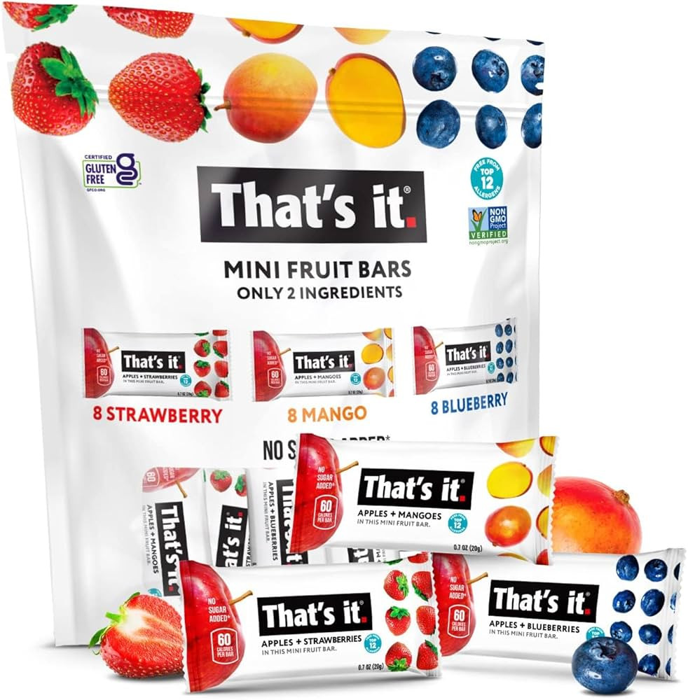 That's it Fruit Bars (Variety 24 Pack) No Sugar Added, Plant-Based, Vegan & Gluten Free, Breakfas... | Amazon (US)