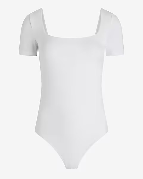 Body Contour Stretch Cotton Square Neck Bodysuit | Express
