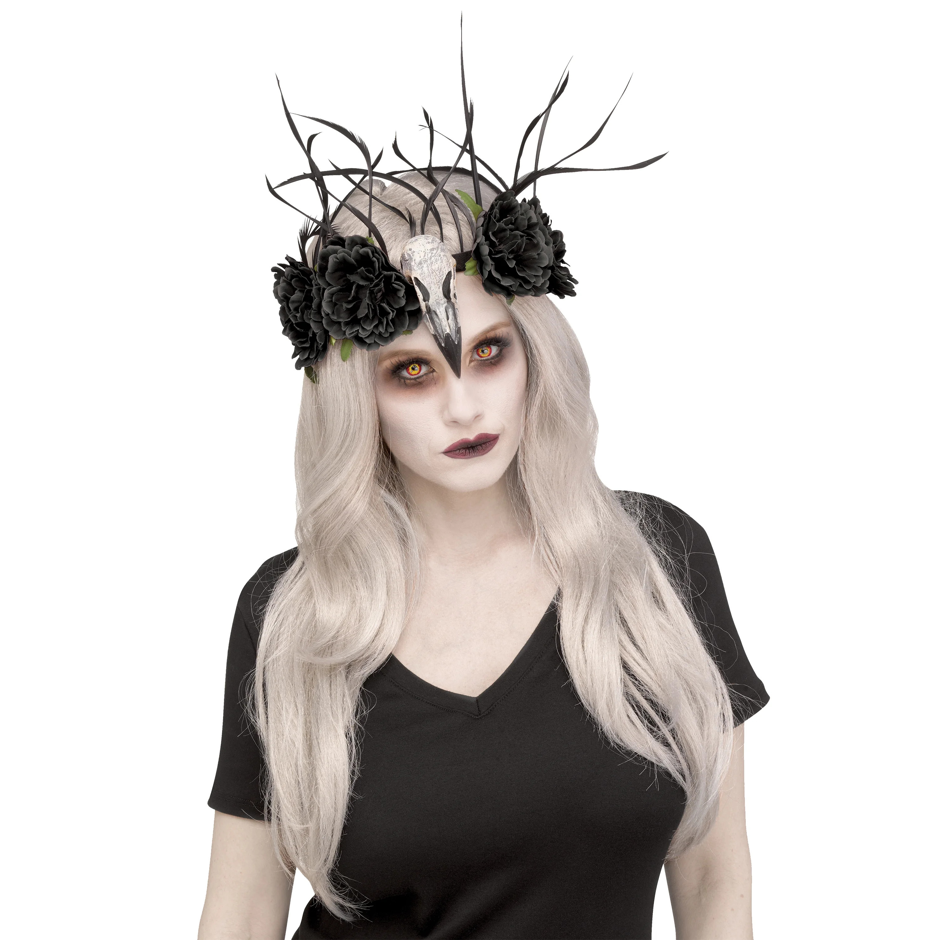 Raven Skull Headband Halloween Costume Accessory, Black, Way to Celebrate | Walmart (US)