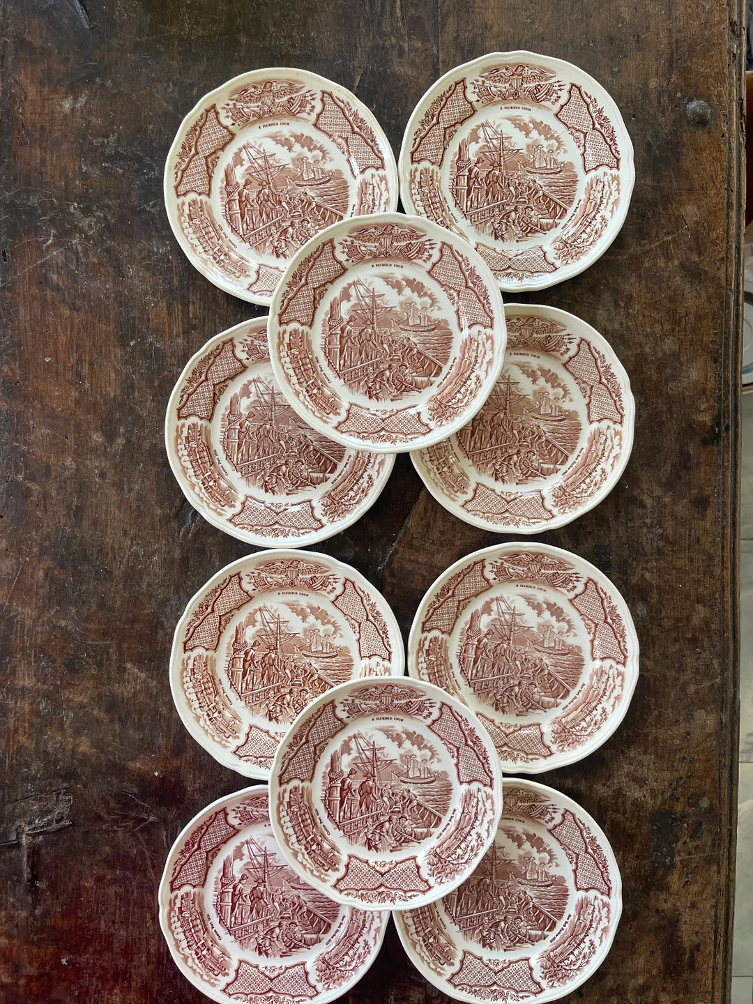 Set of Ten (10) Brown Transferware 7” English Plates by Meakin | Etsy (US)