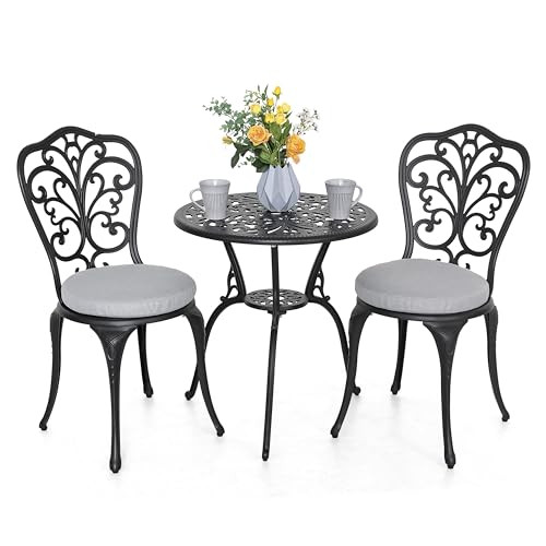 NUU GARDEN 3 Piece Outdoor Bistro Table Set, All Weather Cast Aluminum Patio Bistro Sets Patio Ta... | Amazon (US)