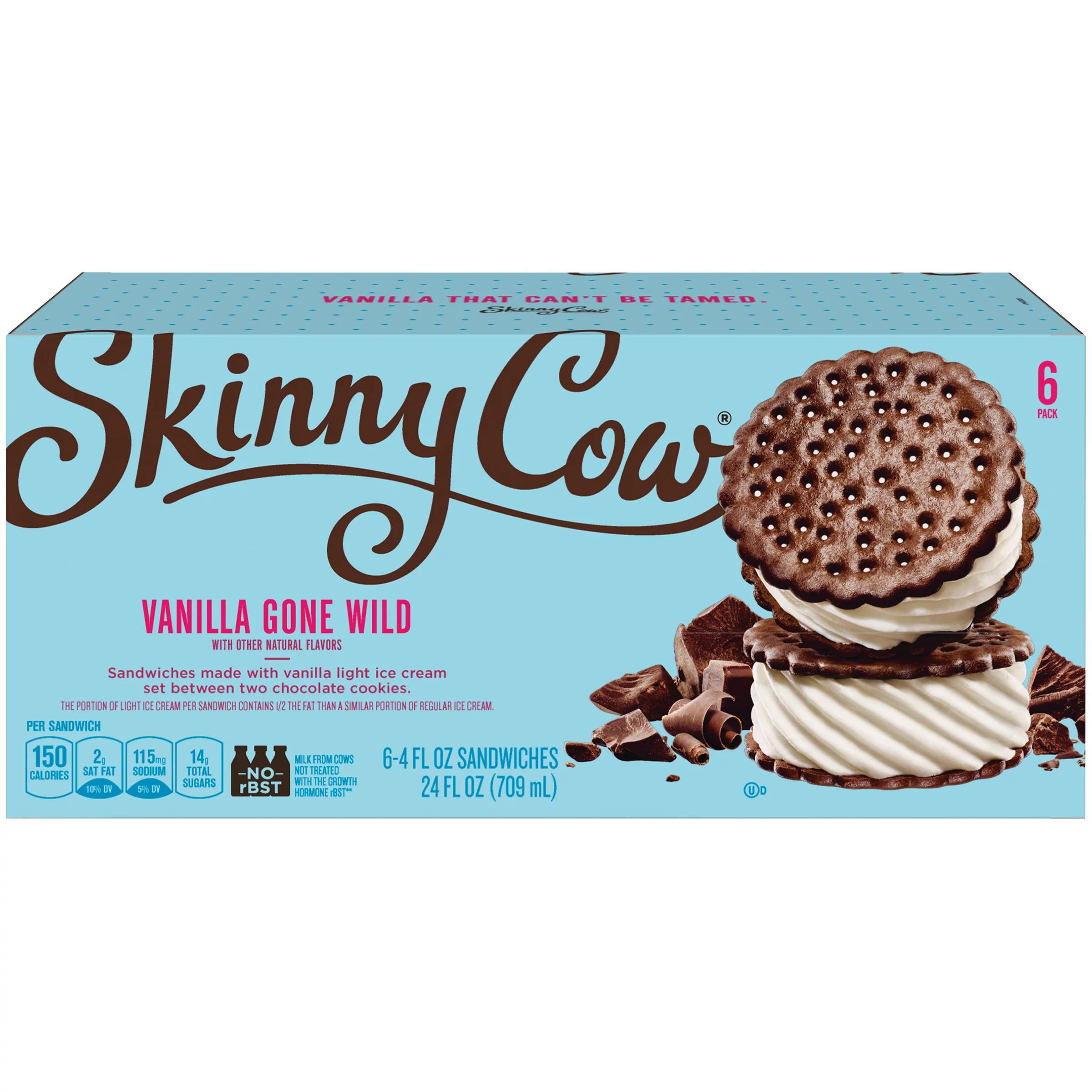 SKINNY COW Vanilla Gone Wild Low Fat Ice Cream Sandwiches 6 ct Box - Walmart.com | Walmart (US)