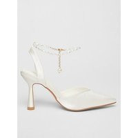 Quiz White Bridal Diamante Court Heels | Very (UK)
