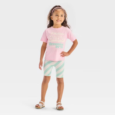 Toddler Girls' 2pc Barbie T-Shirt & Biker Shorts Set - Pink 4T | Target