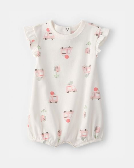 Baby Girl Ice Cream Truck Short-Sleeve Romper - White | Carter's Inc