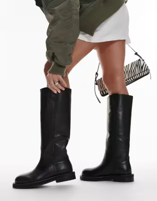 Botas por la rodilla negras con suela gruesa de cuero Rosie de Topshop | ASOS (Global)