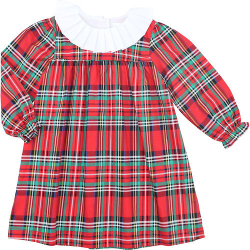 Christmas Plaid Pleated Collar Dress | Cecil and Lou