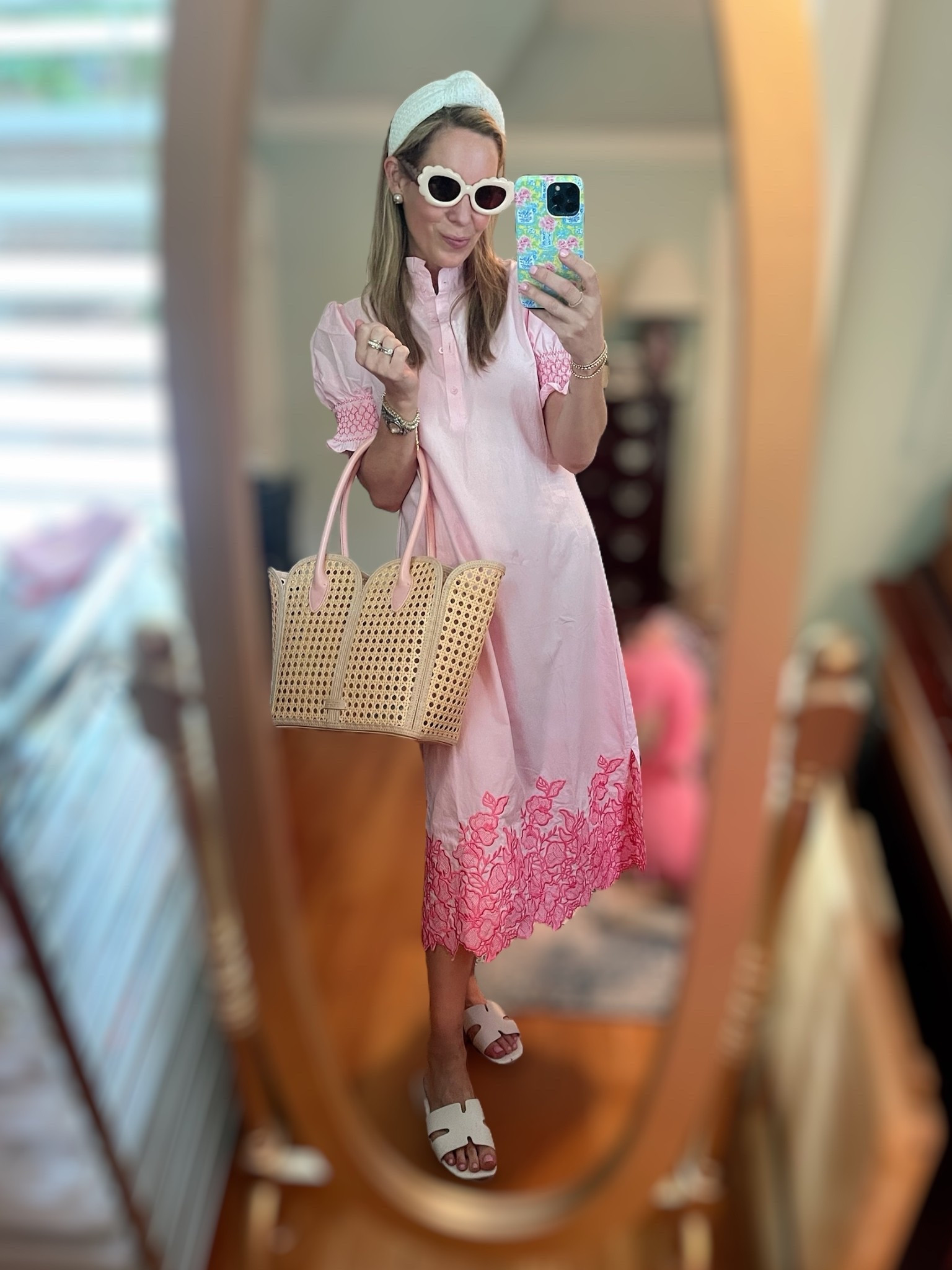 🎀 Tuckernuck style without the splurge! This darling Amazon find is giving preppy, polished perfection with a touch of playful charm 💖 The 100% cotton shirt dress features smocked puff sleeves, a crisp stand collar, and beautifully detailed floral embroidery along the hemline 🌸

I’m wearing the size S in the pink and it’s so lightweight and comfortable — ideal for hot southern days and summer soirées alike ☀️ Paired it with white slides, pearl studs, a cane tote, and my fave scallop sunnies for a Palm Beach meets garden tea party look 🐚🌿🕶

✨Under $60, Prime-eligible, and available in green too! This dress is perfect for brunch, baby showers, church, or any event where you want to look polished but stay cool.

💎 Jewelry is from Melinda Maria — use my code PREPPYREBEL for 10% off your order! I love layering her dainty gold bracelets with classic pearl earrings for an effortless everyday glam ✨

🛍 Tap to shop the full look and save on your sparkle!

#AmazonFashion #TuckernuckDupe #PreppyStyle #LTKunder100 #LTKsummerstyle #GardenPartyVibes #ScallopSunnies #CaneBagStyle #PreppyOnABudget #MelindaMaria #PREPPYREBEL #LTKjewelry #LTKfinds #LTKootd

#LTKSummerEdit #LTKFindsUnder50 #LTKFindsUnder100