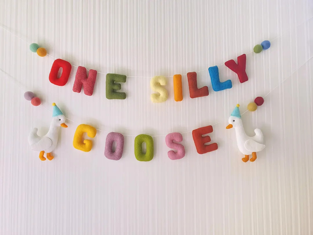 ONE SILLY GOOSE Felt Garland, Goose Birthday Banner, Silly Goose Birthday Decor, 1st Birthday Par... | Etsy (US)