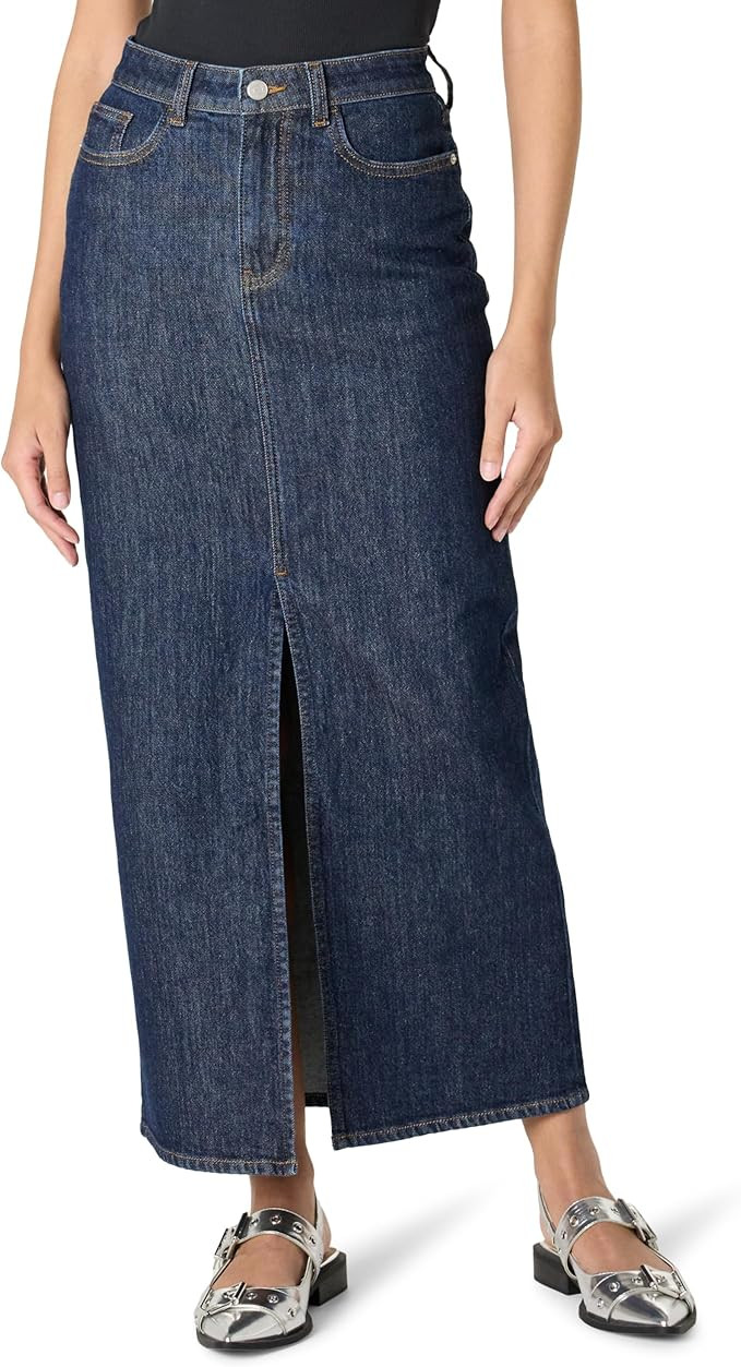 The Drop Women's Rylie Maxi Denim Skirt with Front Slit | Amazon (US)